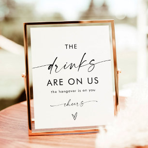 Poster Sinal de Bar Aberto de Casamento Minimalista   Sin