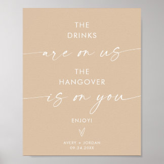 Poster Sinal de Bar Aberto de Casamento Minimalista | Sin
