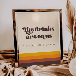 Poster Sinal de Bar Aberto do Casamento vintage 60s Retro