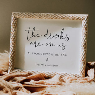 Poster Sinal de Bar Aberto Engraçado, Bebidas Estão Em Nó