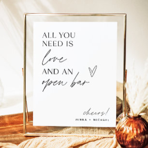 Poster Sinal de Bar Aberto Minimalista Bar de casamento