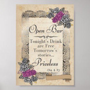Poster Sinal de Bar Aberto Rustic Wedding