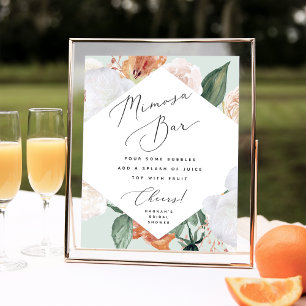 Poster Sinal de Bar Boho Blooms Mimosa
