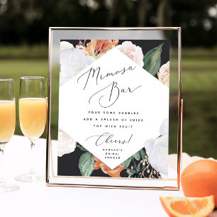 Poster Sinal de Bar Boho Blooms Mimosa