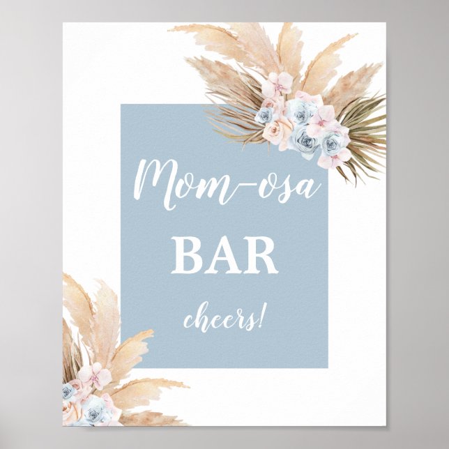 Poster Sinal de Bar Boho Pampas Grass Mimosa (Frente)