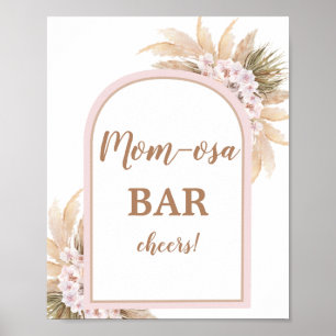 Poster Sinal de Bar Boho Pink Pampas Grass Momosa
