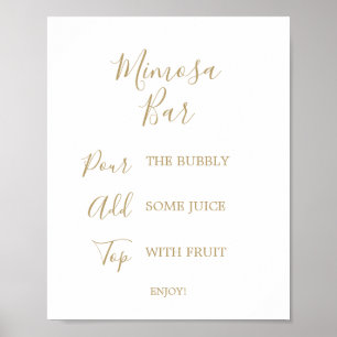 Poster Sinal de Bar Bridal Mimosa Dourado