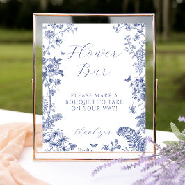 Poster Sinal de Bar da Flor do Chá de panela Azul