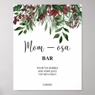 Poster Sinal de bar da mãe-osa. Bar momosa de inverno