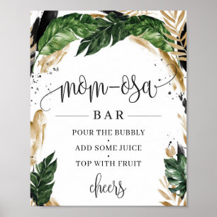 Poster Sinal de bar da mãe-osa com vegetação tropical rus