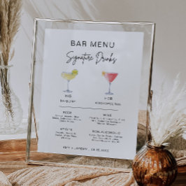 Poster Sinal de Bar de Assinatura do Cocktail Moderno