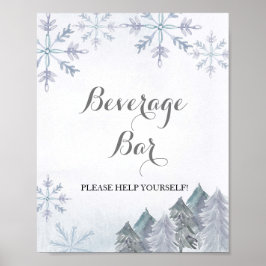 Poster Sinal de Bar de bebida dos flocos de neve da flore