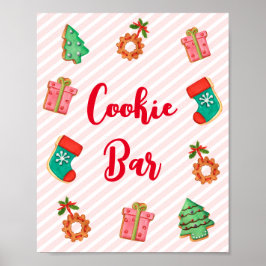 Poster Sinal de Bar de Biscoito de Natal Cor-de-Rosa
