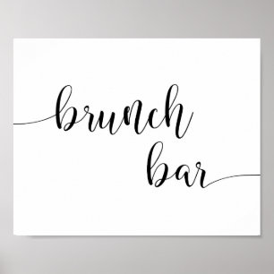 Poster Sinal de Bar de Brunch com Caligrafia Rústica Br
