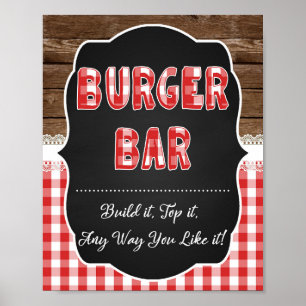 Poster Sinal de Bar de Burger - Red Baby Q