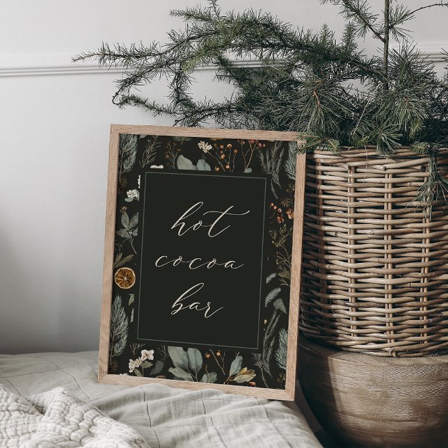 Poster Sinal de Bar de Cacau Quente de Natal Botânico de  (Criador carregado)