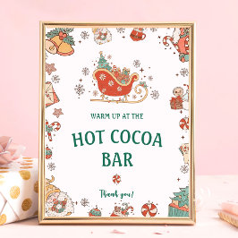 Poster Sinal de Bar de Cacau Quente de Natal Retroativo