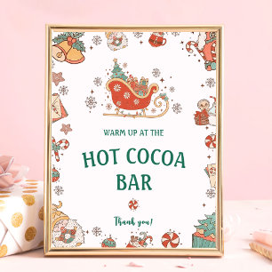 Poster Sinal de Bar de Cacau Quente de Natal Retroativo
