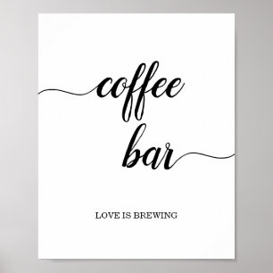 Poster Sinal de Bar de Café da Caligrafia Preta