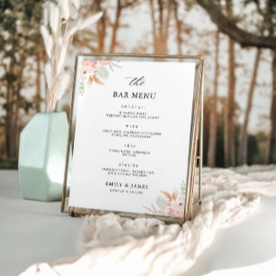 Poster Sinal de Bar de Casamento de Flor Selvagem Modelo