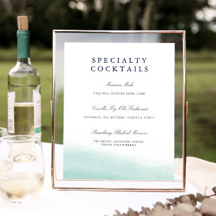 Póster Sinal de Bar de Casamento de Seaglass Tides