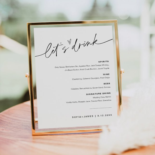 Poster Sinal de Bar de Casamento Let's Drink EVERLEIGH (Criador carregado)