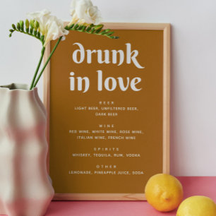 Poster Sinal de Bar de Casamento Marrom da Mostarda   Beb