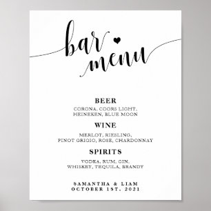 Poster Sinal de Bar de Casamento Minimalista
