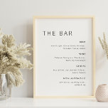 Poster Sinal de Bar de Casamento Minimalista Moderno<br><div class="desc">Sinal de menu de bar personalizado com design minimalista preto e branco.</div>