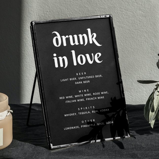 Poster Sinal de Bar de Casamento Negro Minimalista | Beba (Criador carregado)