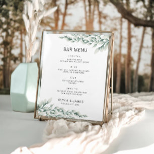Poster Sinal de Bar de Casamento Verde Emerald Modelo
