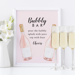 Poster Sinal de Bar de champanhe rosa
