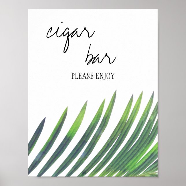 Póster Sinal de Bar de Charutos - Casamento Verde (Frente)