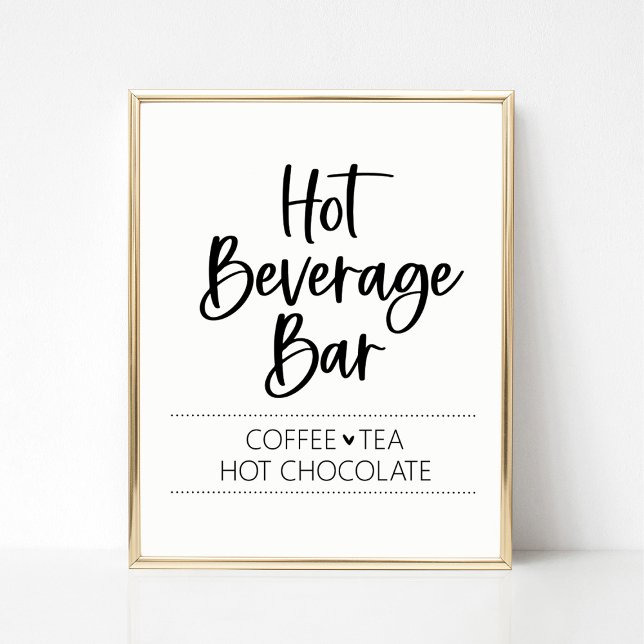 Poster Sinal de Bar de Chocolate Quente com Café (Hot Beverage Bar Sign)