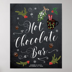 Poster sinal de bar de chocolate quente de Natal de inver