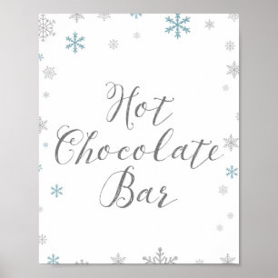 Poster Sinal de Bar de Chocolate Quente em Floco de Neve