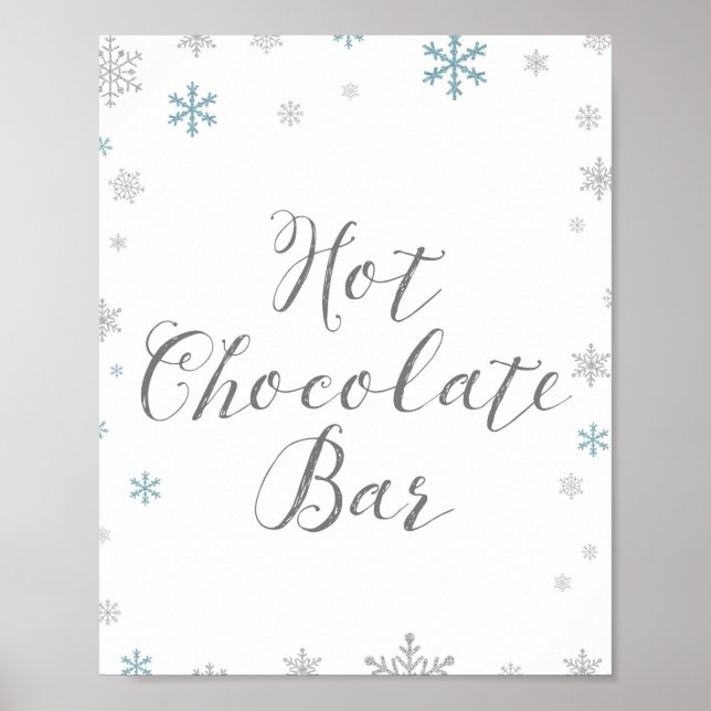 Poster Sinal de Bar de Chocolate Quente em Floco de Neve  (Frente)