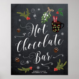 Poster sinal de bar de chocolate quente para o casamento