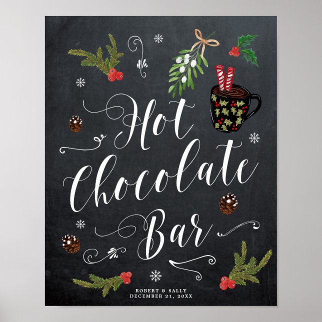 Poster sinal de bar de chocolate quente para o casamento  (Frente)