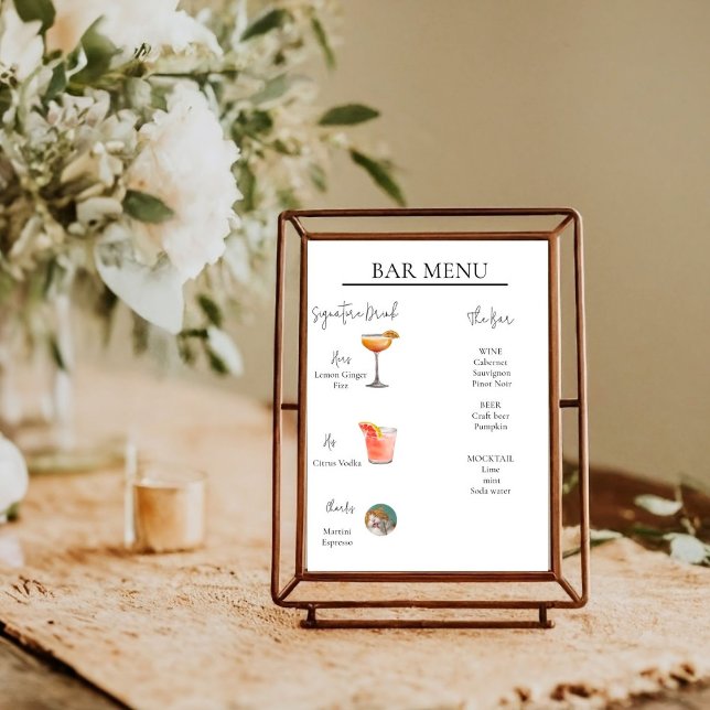 Poster Sinal de Bar de coquetel da bebida mínima moderna (Criador carregado)