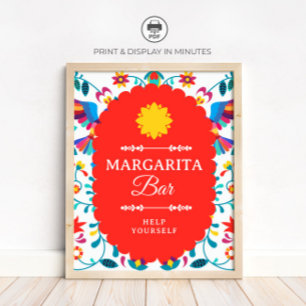 Poster Sinal de Bar de Margarita Mexicana Fiesta para Chá