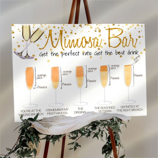 Poster Sinal de Bar de Mimosa Brilhante para Brunch de No (Criador carregado)