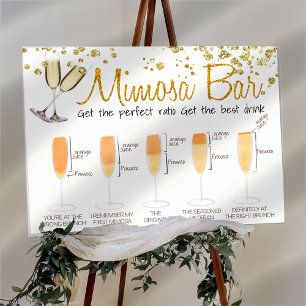 Poster Sinal de Bar de Mimosa Brilhante para Brunch Nupci