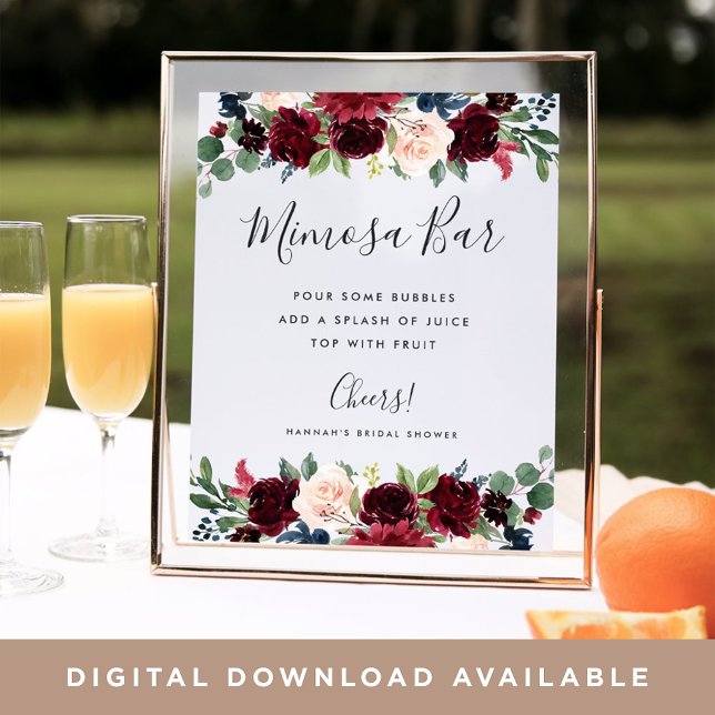 Poster Sinal de Bar de Mimosa de Flor Radiosa (Criador carregado)