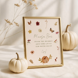 Poster Sinal de Bar de Mimosa Floral Floral Pumpkin Fall 