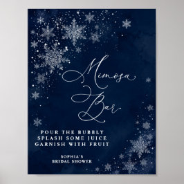 Poster Sinal de Bar de Mimosa para Chá de Noiva Flocos de