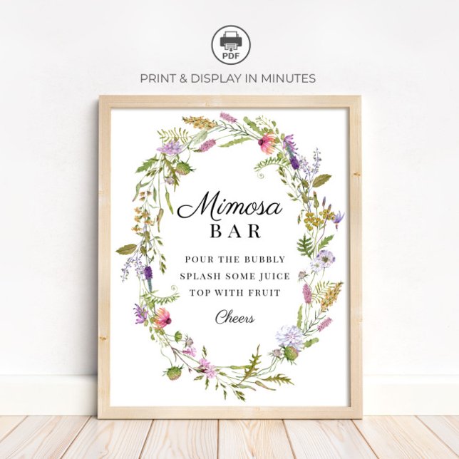 Poster Sinal de Bar de Mimosa para Festa no Jardim de Flo (Criador carregado)