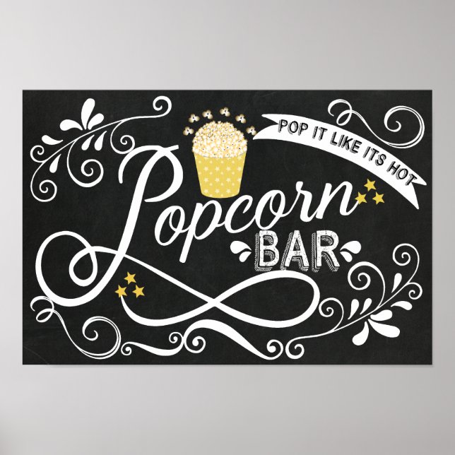 Poster Sinal de Bar de Popcorn (Frente)