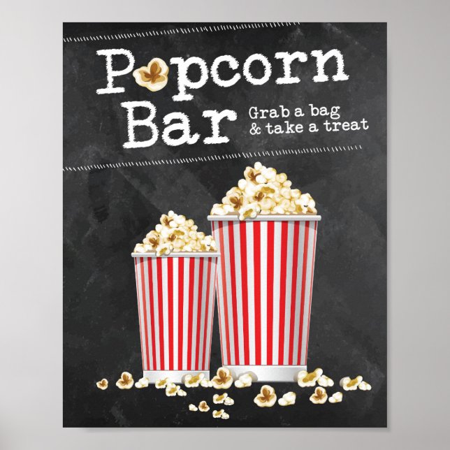 Poster Sinal de Bar de Popcorn (Frente)