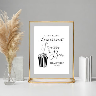 Poster Sinal de Bar de Popcorn de Casamento Minimalista M